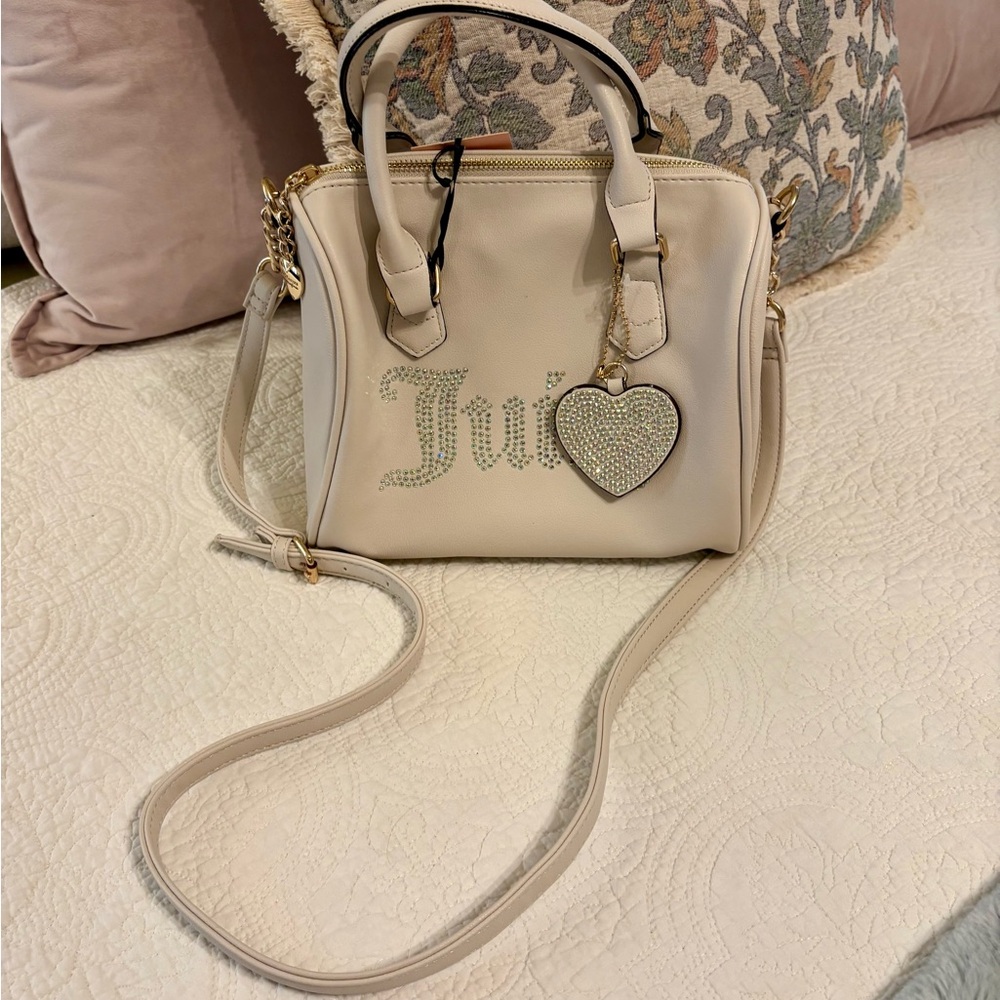 Juicy Couture Cream Crossbody Bag with Heart Charm